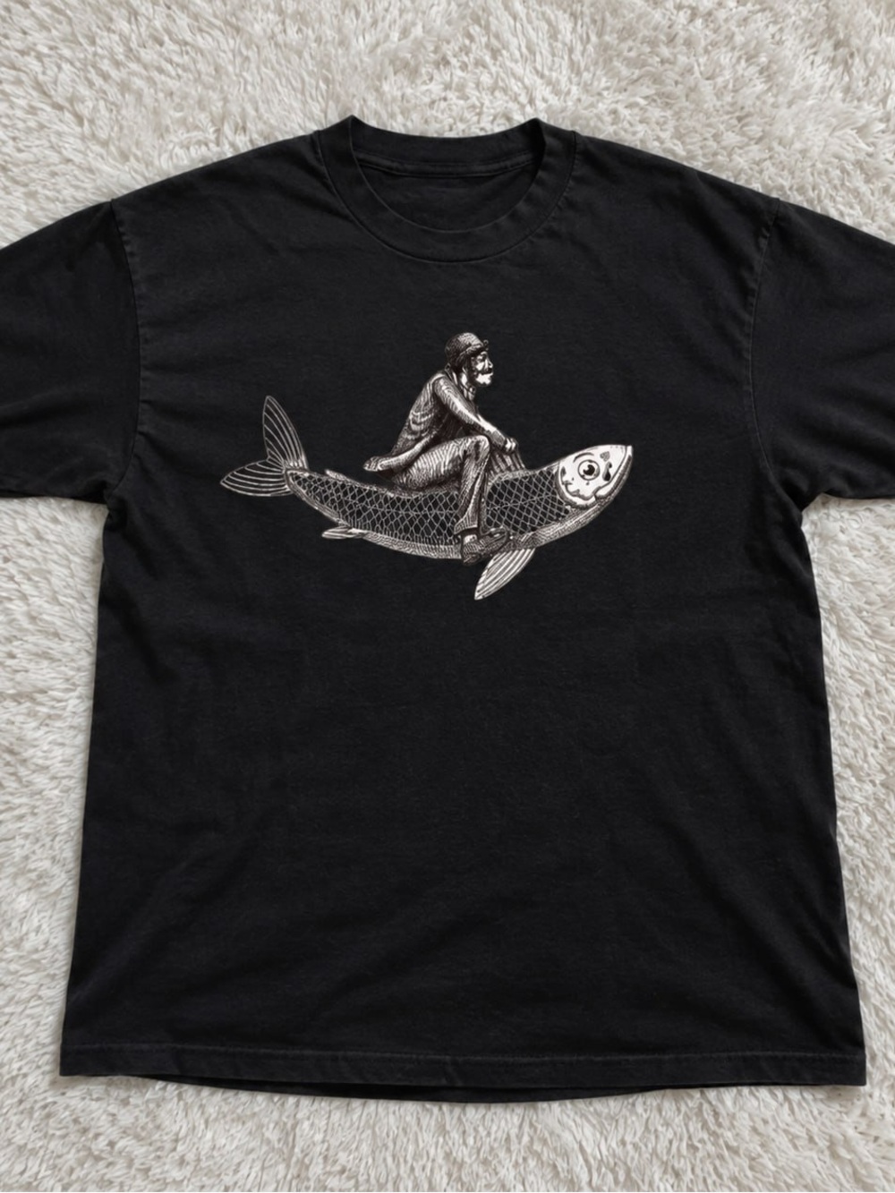 Rider-on-Fish Gildan Black Tee